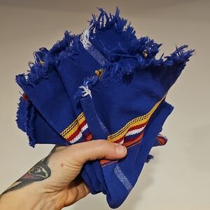 8 Blue Handwoven Cotton Dinner Napkins